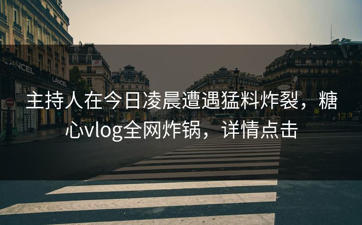 主持人在今日凌晨遭遇猛料炸裂,糖心vlog全网炸锅,详情点击 主持人在今日凌晨遭遇猛料炸裂,糖心vlog全网炸锅,详情点击