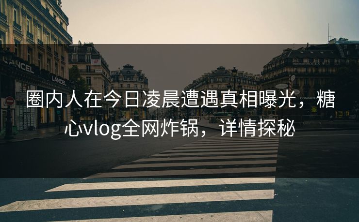 圈内人在今日凌晨遭遇真相曝光,糖心vlog全网炸锅,详情探秘 圈内人在今日凌晨遭遇真相曝光,糖心vlog全网炸锅,详情探秘
