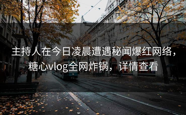 主持人在今日凌晨遭遇秘闻爆红网络，糖心vlog全网炸锅，详情查看