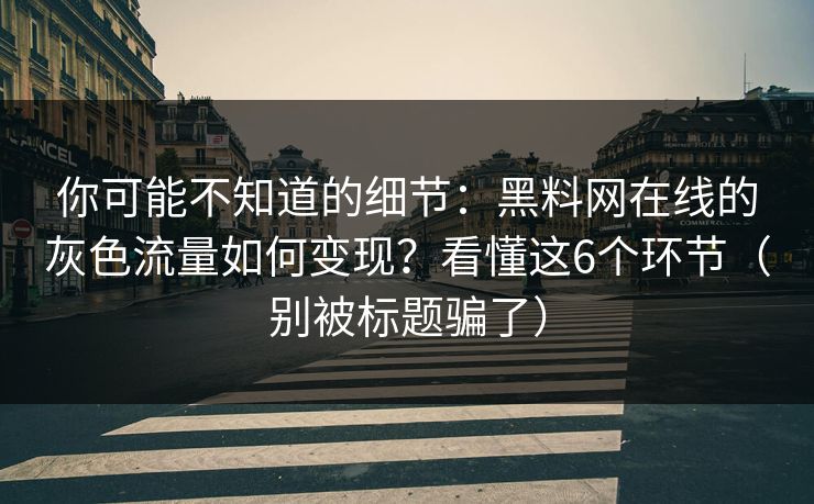 你可能不知道的细节:黑料网在线的灰色流量如何变现?看懂这6个环节(别被标题骗了) 你可能不知道的细节:黑料网在线的灰色流量如何变现?看懂这6个环节(别被标题骗了)