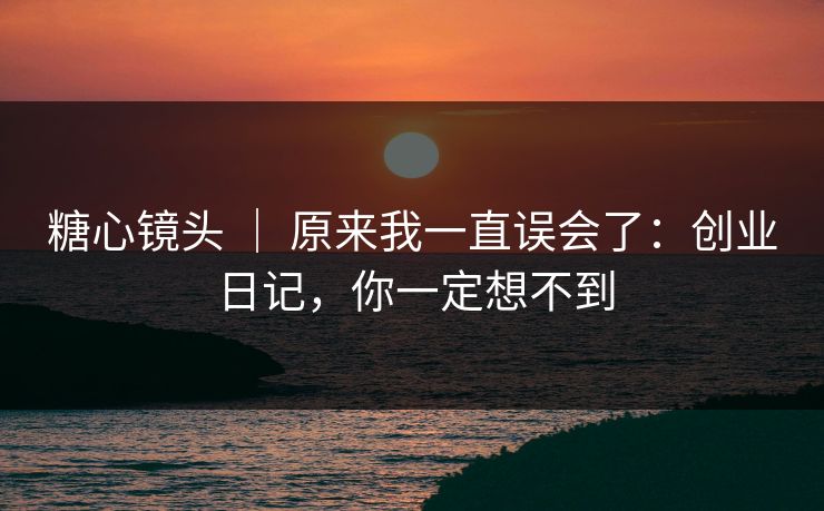 糖心镜头 | 原来我一直误会了:创业日记,你一定想不到 糖心镜头 | 原来我一直误会了:创业日记,你一定想不到